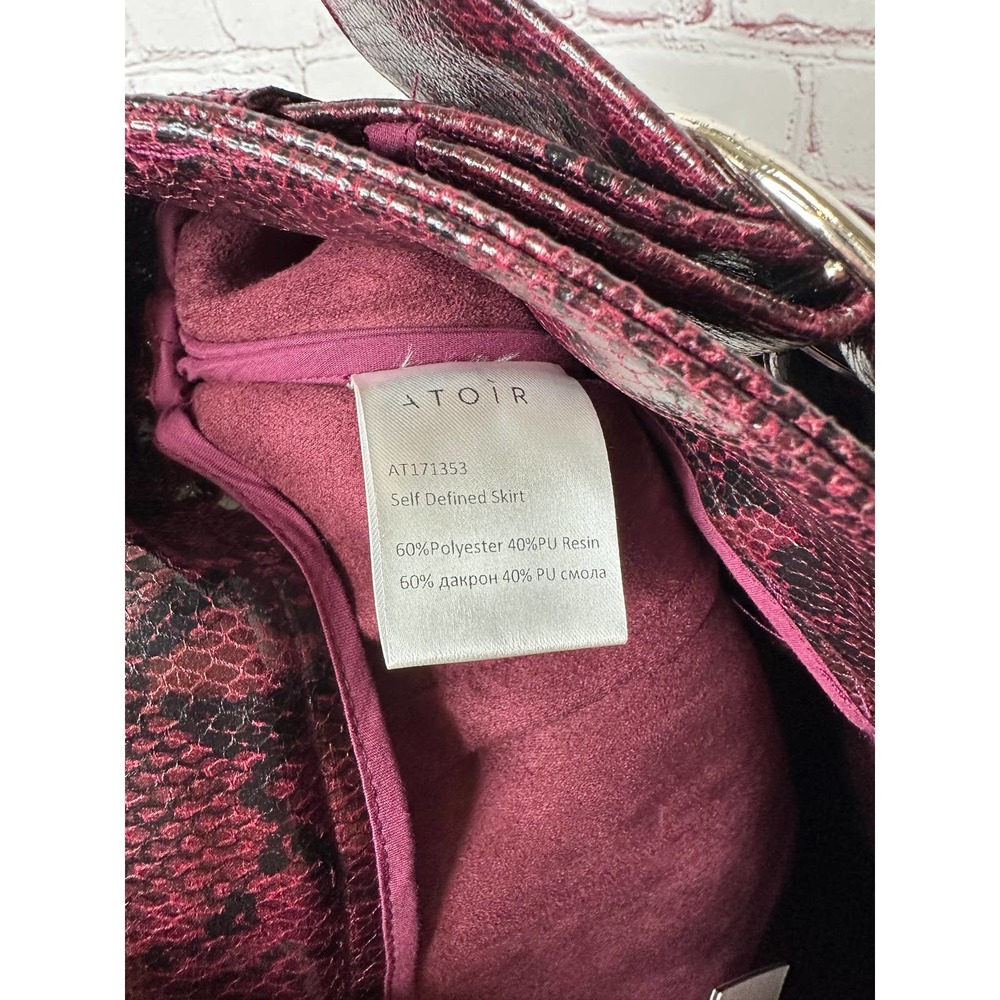 NEW Atoir Self Defined Skirt Black Burgundy Python Womens US 4 Pencil Belt - Picture 9 of 11